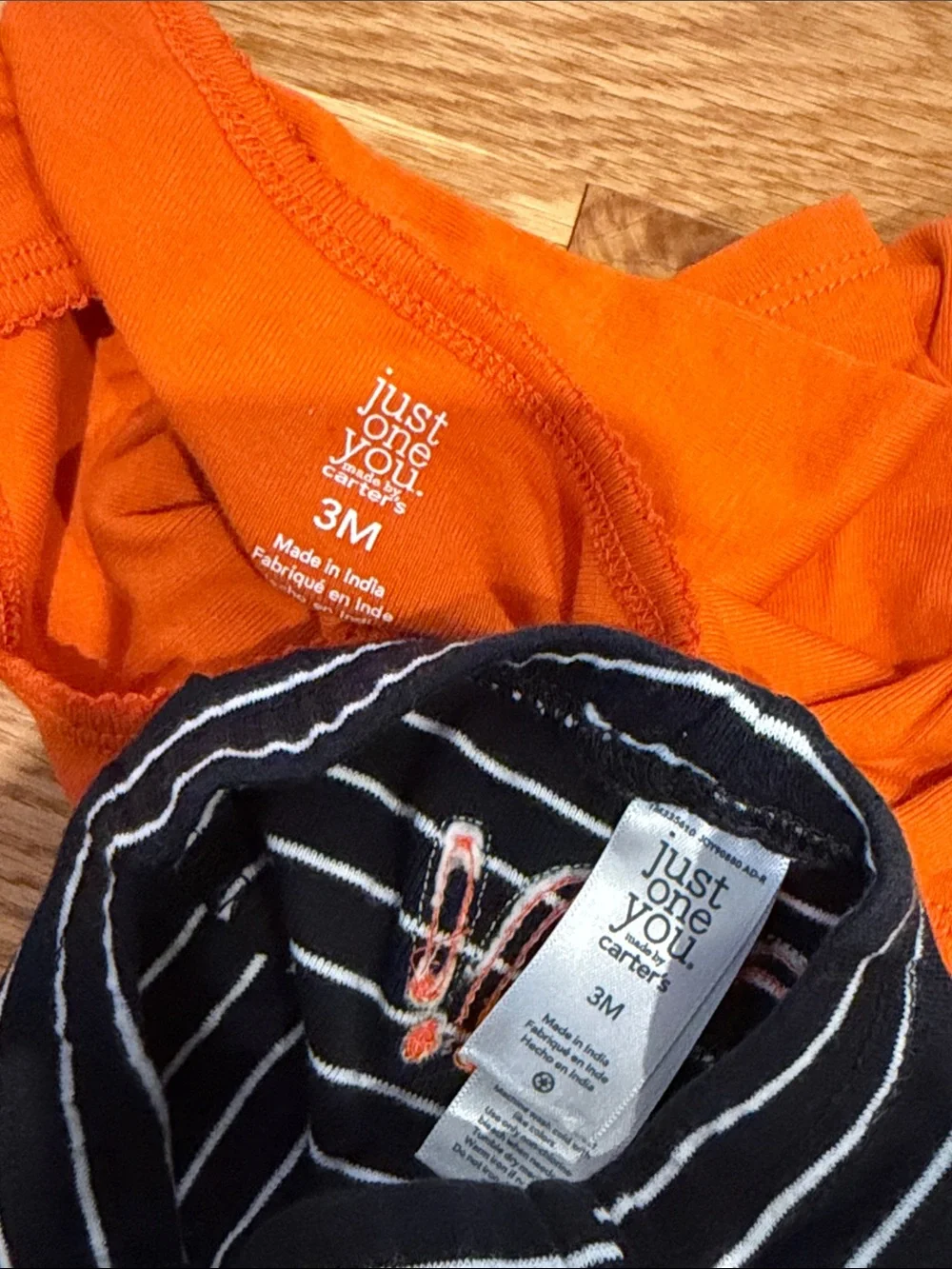 Carter's Orange Solid & Black Striped Halloween Outfit 0-3M